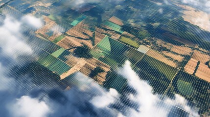 Abstract multicolor aerial patchwork — green, yellow & magenta for presentation backgrounds, posters and wallpapers