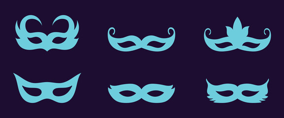set of differents masquarade mask silhouette vector vector illustration