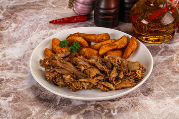 Baked shredded pork with potato