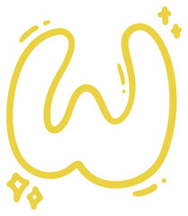 alphabet letter W with sparkles sticker