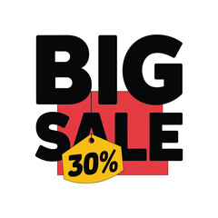 Big Sale 30 Percent Off &ndash; Bold Red and Yellow Discount Tag Promotion Design