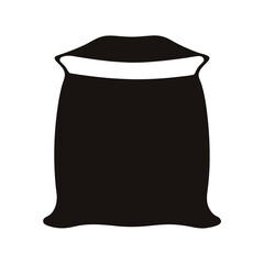 Stylized Silhouette of a Sack with Visible Top Opening on White Background
