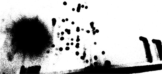 Grayscale Distressed Abstract Dots and Splatter Black Ink Texture Overlay