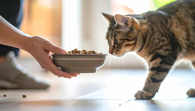 Feral cat management includes providing food and care for stray feline in urban environment to support animal welfare and reduce population