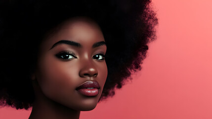 Fototapeta premium A stunning portrait of an African American woman with voluminous hair.