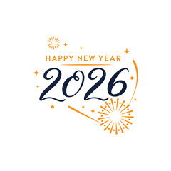 Fototapeta premium Elegant 2026 Happy New Year Design with Fireworks and Modern Typography