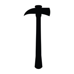 A black silhouette of a hammer with a pick on white background