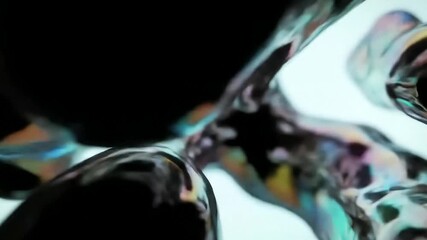 Close-up abstract motion of fluid metallic surface with reflective light and smooth flowing patterns - Powered by Adobe