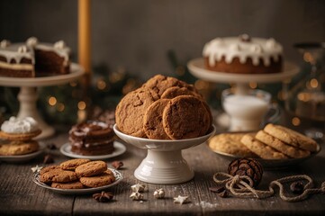 Fototapeta premium A vertical arrangement of gingerbread cookies in a bowl