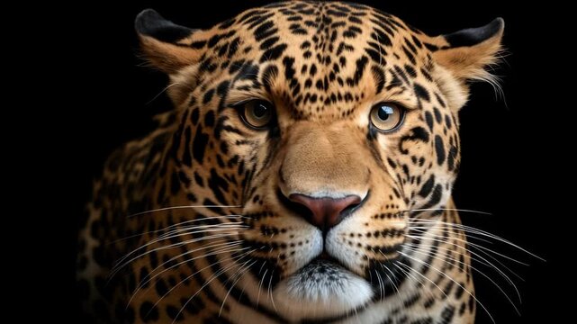 Close-up of a roaring leopard with intense focus, captured from a front angle. Perfect for a wildlife video, showcasing raw power and detail. Live desktop wallpaper.