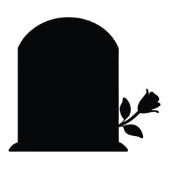 A Symbolic Illustration of Death and Remembrance with Tombstone and Rose