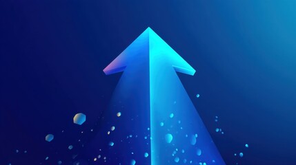 Modern Abstract Arrow Design Symbolizing Growth Progression in Blue and Purple Gradient with Circular Geometric Patterns on Dark Background