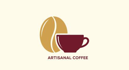 An illustration showing a coffee bean beside a cup. Below is the text 