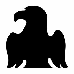 Bold silhouette of an eagle perched in defiant stance on white background
