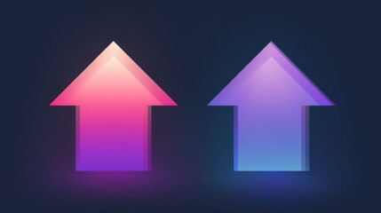 Abstract Graphic Design with Gradient Arrow Shapes in Pink and Blue against a Dark Background for Business and Marketing Concepts