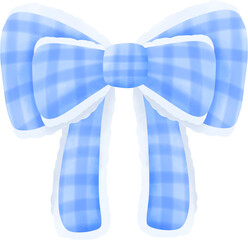 Cute Blue Gingham Ribbon Bow Clipart