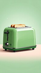 Pastel Green Toaster with Toasted Bread