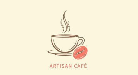 A coffee cup illustration with a bean and the text 