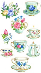 Pastel Teacups and Floral Arrangements