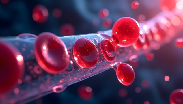 red blood cells flowing through a microscope