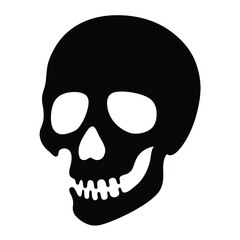 Creepy black skull graphic illustration on a white background suitable for Halloween