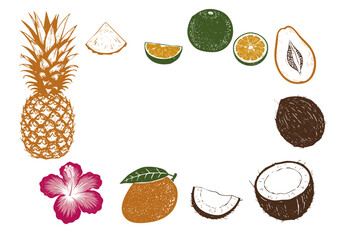 Tropical Fruit Vector Illustration with Print-Style Aesthetic