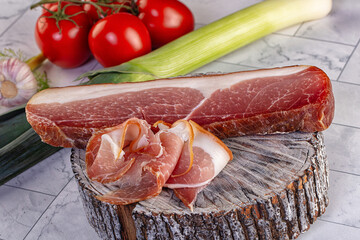 Dry parma pork meat piece
