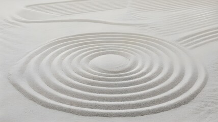 A minimalist background of a Japanese zen sand garden with clean, raked lines