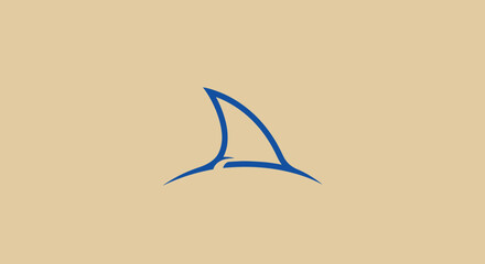 A blue stylized fin shape on a tan background.  It's a minimal design