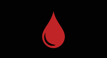 Fototapeta premium A single, stylized red teardrop against a stark black background. Simple design