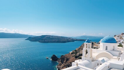 Fototapeta premium Stunning daytime scenery on a Mediterranean isle with bright sky and azure waters