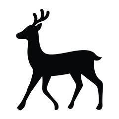 Elegant silhouette of a deer with antlers against a stark white background