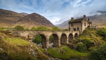 Obraz premium Stunning upright perspective of an ancient stone bridge