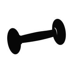 Black dumbbell illustration representing strength, fitness, and weight training on white background