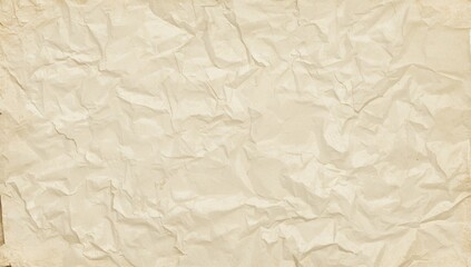 Obraz premium Wrinkled beige craft paper surface. Vintage paper texture backdrop. Abstract stock image with aged crumpled sheet pattern for creative use.