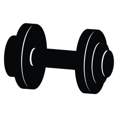 Black dumbbell on white background representing strength and fitness equipment concept