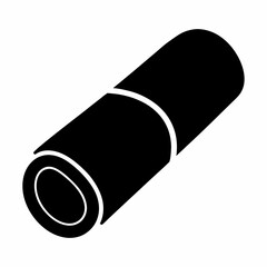 Black and White Image of a Rolled Up Yoga Mat or Carpet