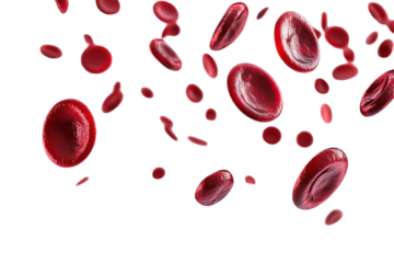 Red Blood Cells In Motion. Vital Role In Oxygen Transport And Circulation. Isolated On Transparent Background