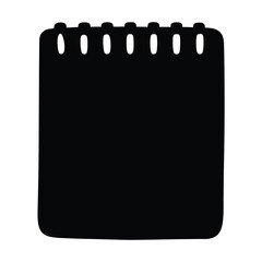 Black minimalist notepad illustration with binder holes on white background, artwork