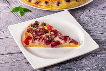 Crusty pie with fresh cherry