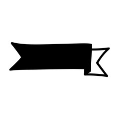 Monochrome illustration of a blank banner ribbon scroll with jagged edges