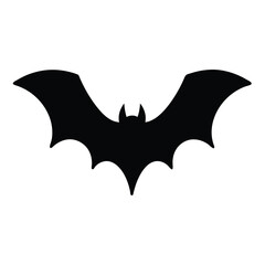 Silhouette of a Black Bat on a White Background, Halloween Theme