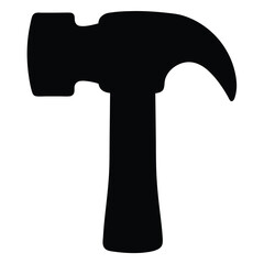 Black Silhouette of a Claw Hammer Isolated on a White Background