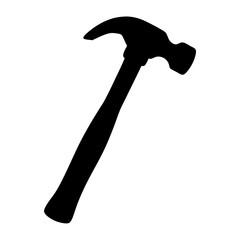 Silhouette of a hammer against a white background, tool for carpentry work