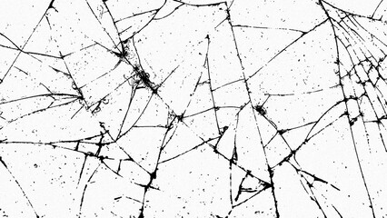 Cracked glass on transparent background. Broken pattern texture,  abstract of cracked. Break windshield glass vector illustration. Black isolated