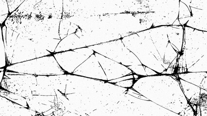 Cracked glass on transparent background. Broken pattern texture,  abstract of cracked. Break windshield glass vector illustration. Black isolated