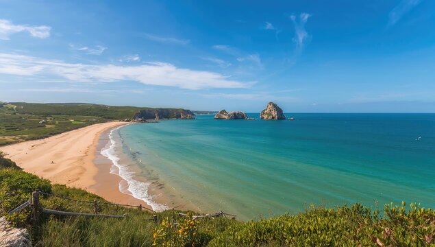 Seaside at a Remote Island with Clear Blue Waters and Lush Greenery
