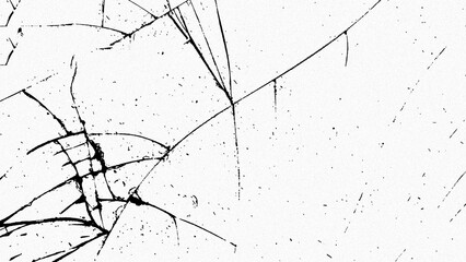 Cracked glass on transparent background. Broken pattern texture,  abstract of cracked. Break windshield glass vector illustration. Black isolated