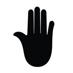 Black silhouette of a hand with palm open and facing forward