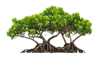 Mangrove Tree With Exposed Roots. Coastal Ecosystem And Environmental Conservation. Isolated On Transparent Background